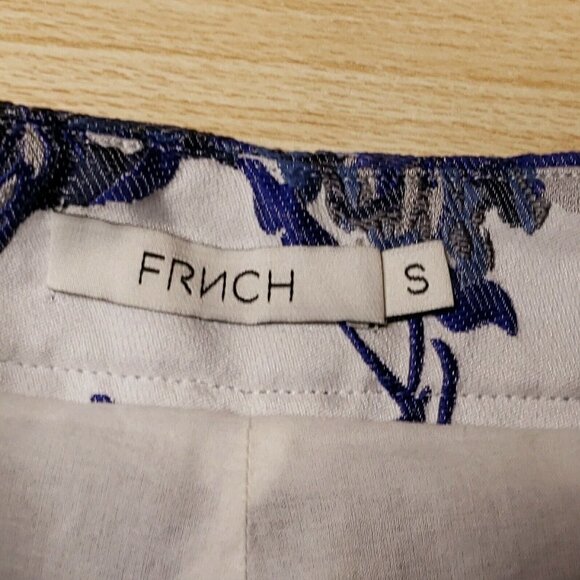 FRNCH women's blue floral brocade lace up shorts small - Picture 5 of 7